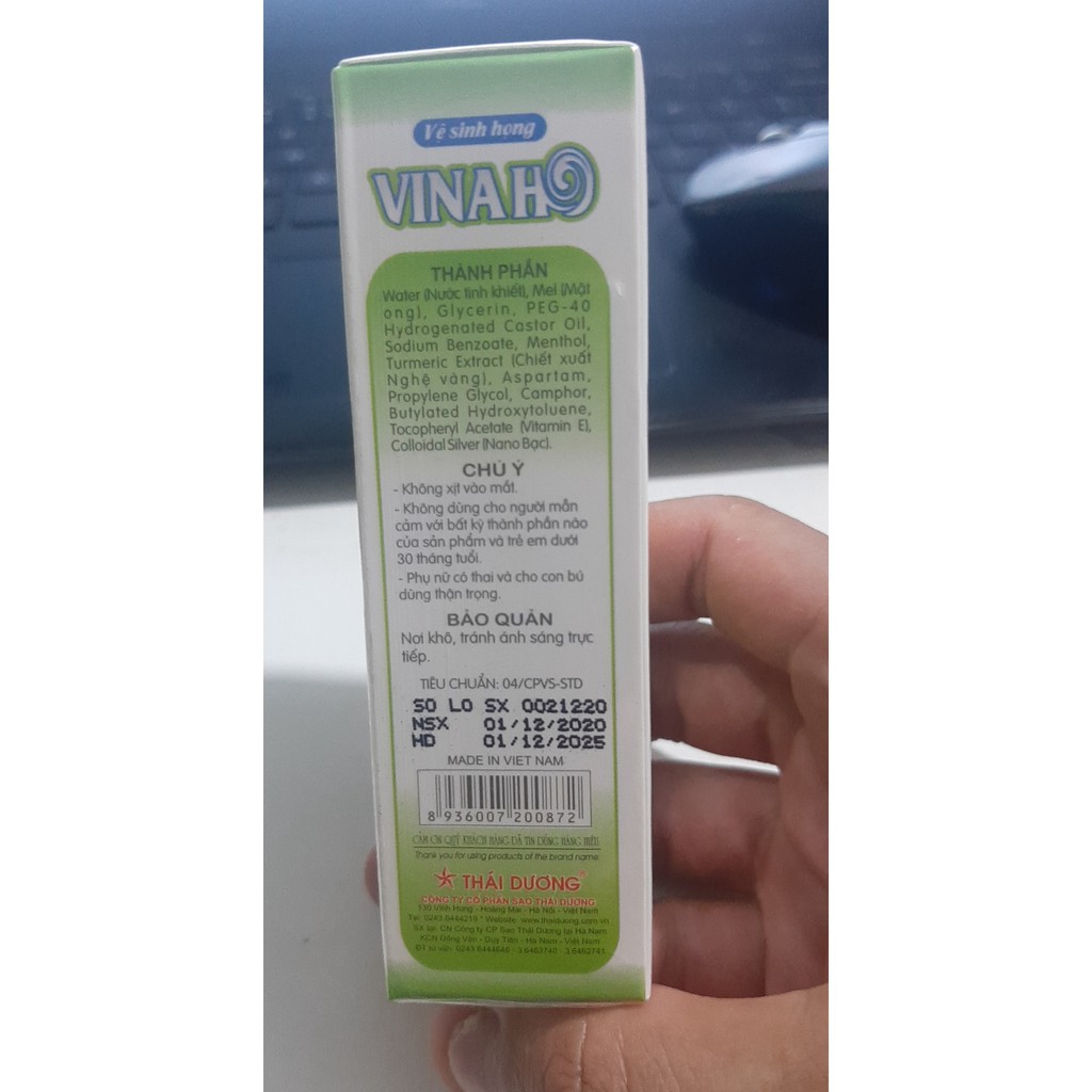 XỊT HỌNG VINAHO CỦA SAO THÁI DƯƠNG 20ML.