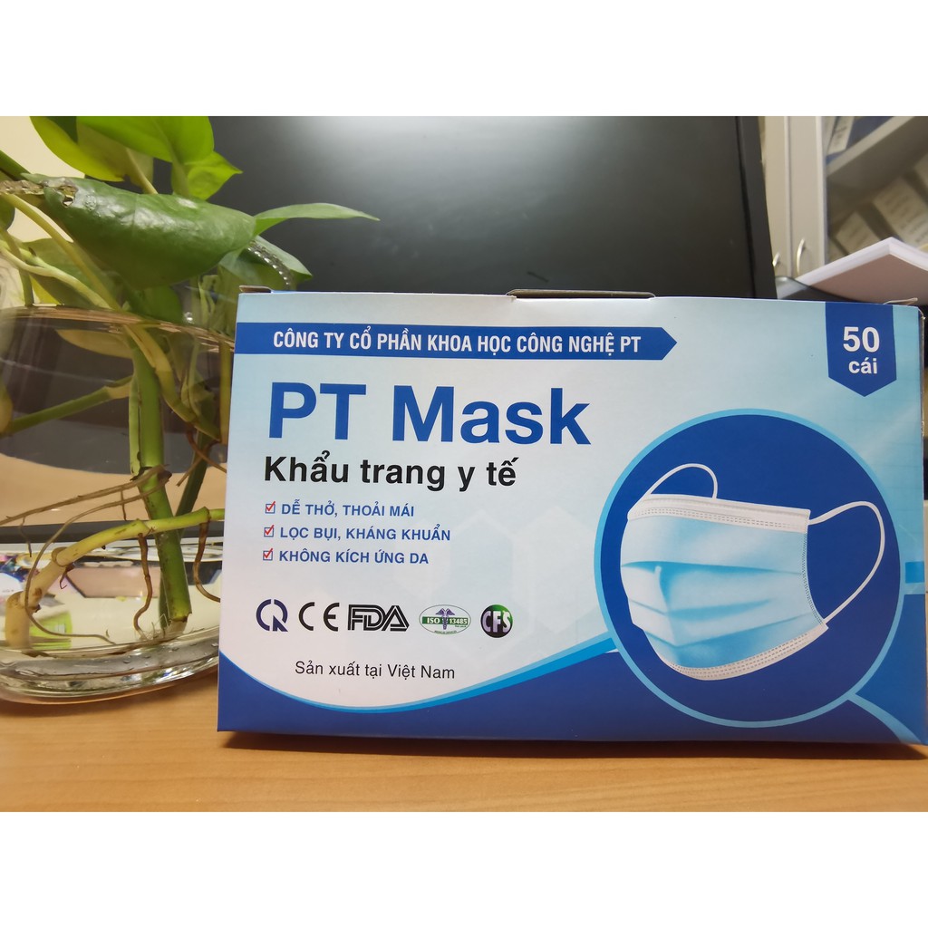 Khẩu trang y tế 4 lớp kháng khuẩn có đủ giấy chứng nhận PT Mask 50 chiếc/hộp