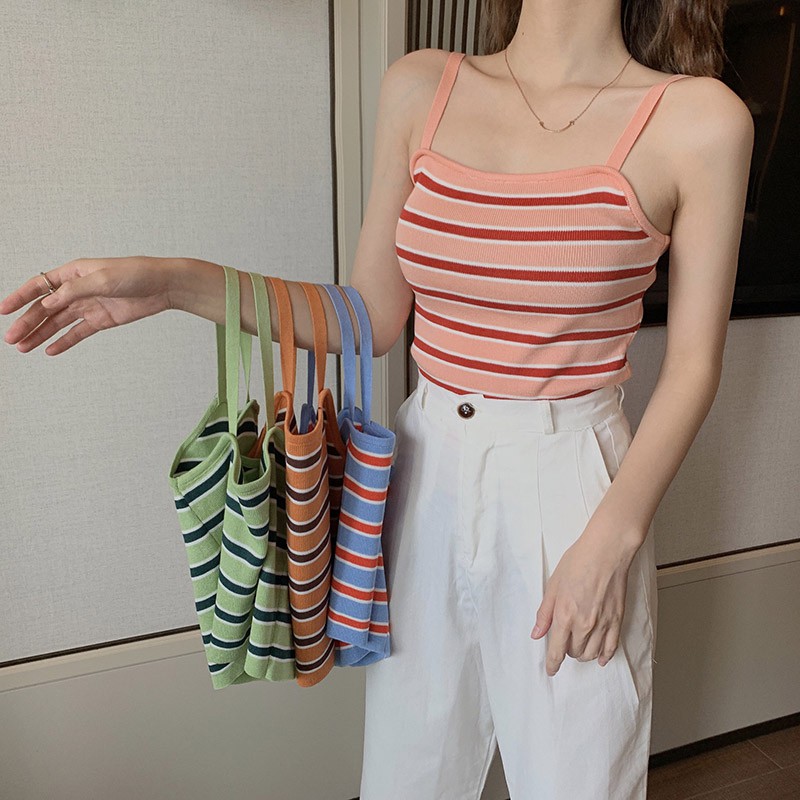 Áo sát nách hoạ tiết kẻ sọc thiết kế tôn dáng cho phái nữ | BigBuy360 - bigbuy360.vn