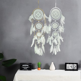Dreamcatcher Màu Trắng 3 Tầng ( Vòng to = 16cm , Chiều dài = 80cm )