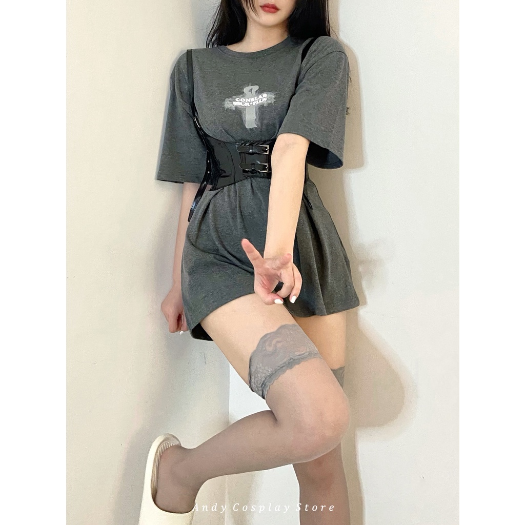 Đai nịt harness corset bản to da PU