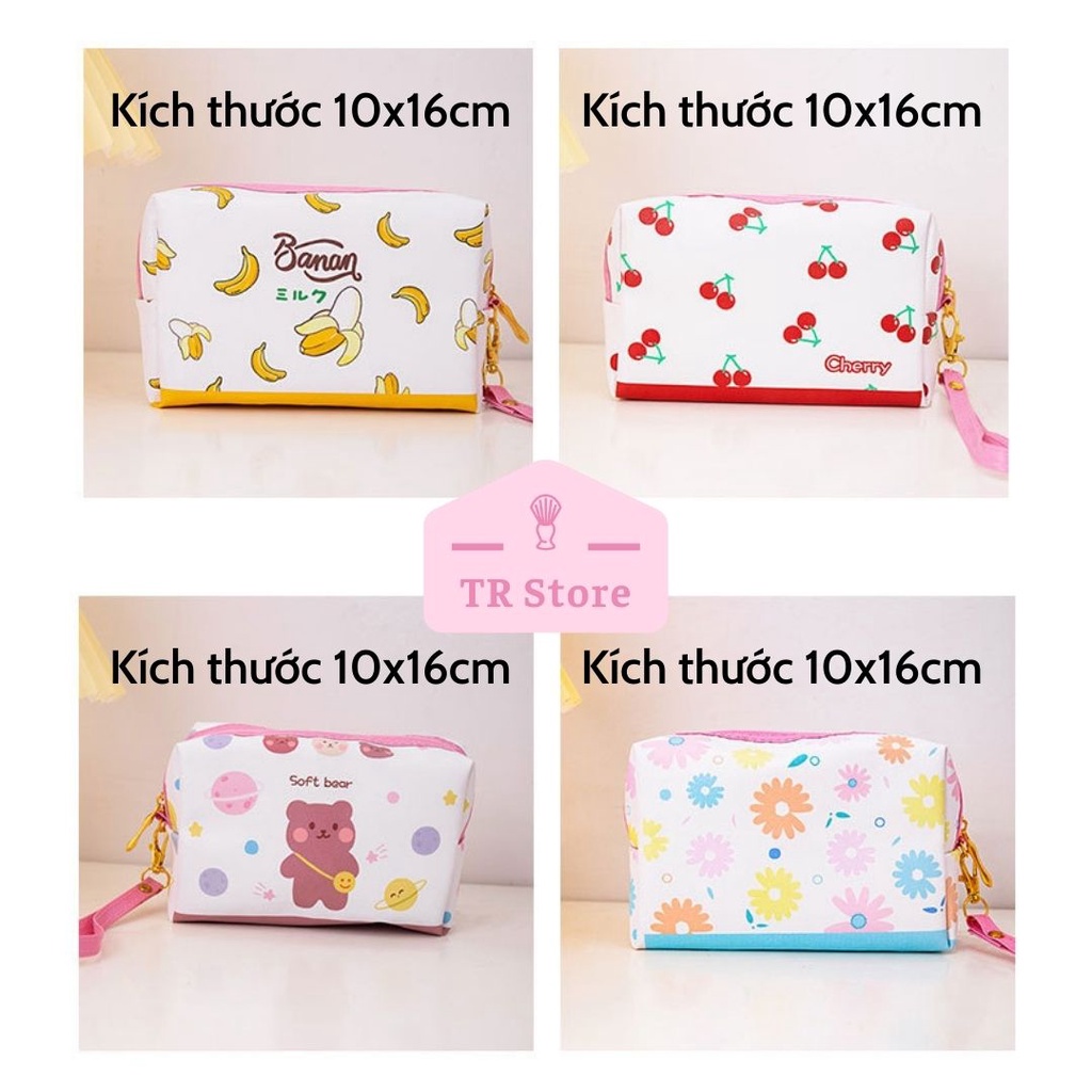 Túi đựng mỹ phẩm PU màu sắc Nhật Bản dễ thương Makeup Bag Pouch