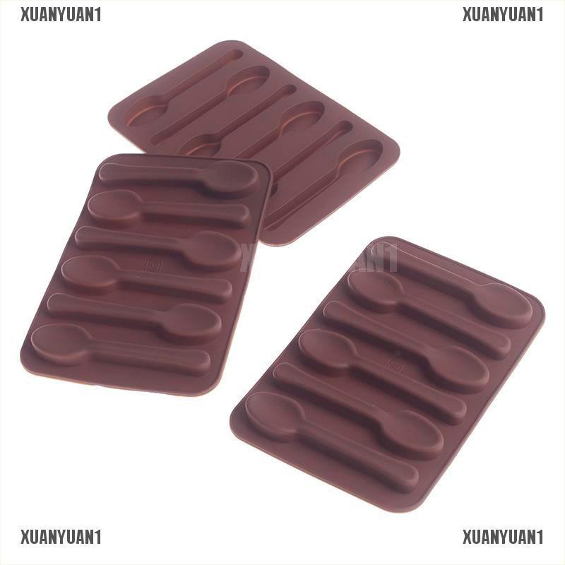 [XUANYUAN1] Khuôn Silicone Làm Xà Phòng Hình Chiếc Muỗng 3D 6 Ngăn