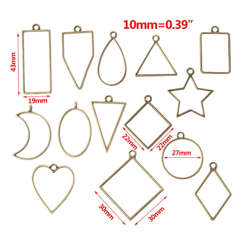 Bộ 14 Khuôn Silicone Làm Mặt Dây Chuyền Hình Học