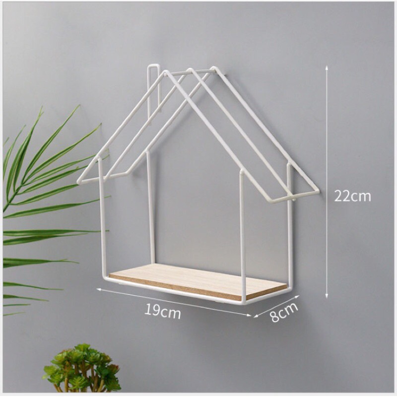 Kệ sắt ngôi nhà kết hợp gỗ thông TẶNG kèm bộ treo tường