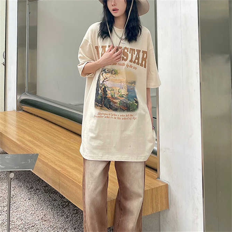 NRVP Áo Thun Cổ Tròn Oversize Thời Trang Hàn Quốc 2022 Cho Nữ