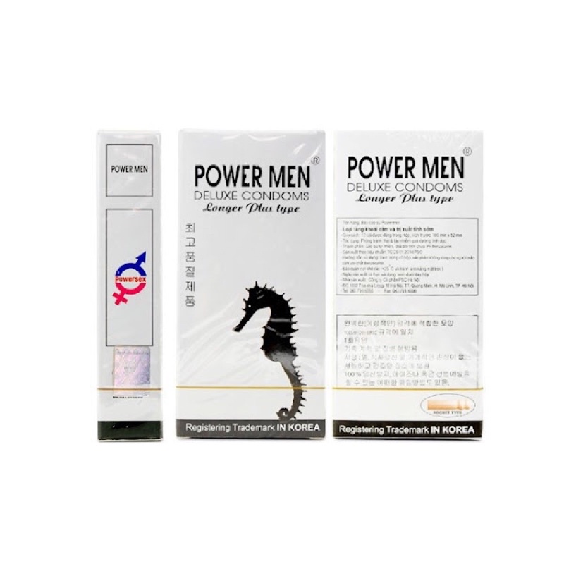 Bao cao su POWER MEN Longer Plus Type hộp 12 cái