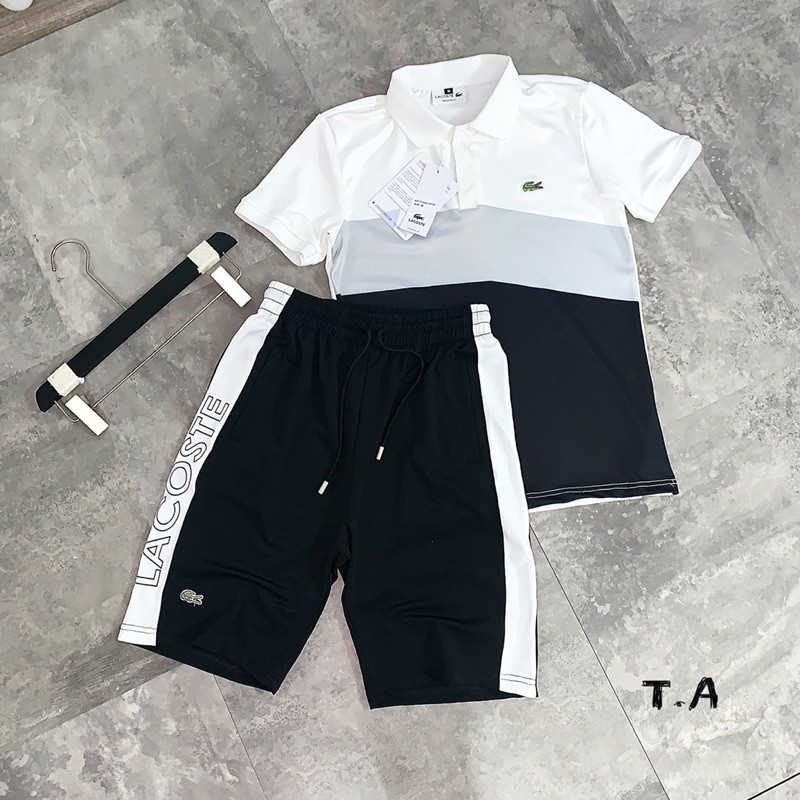 Bộ Hè Nam Cá Sấu Pha Màu Thêu Vạch Cực Sang | BigBuy360 - bigbuy360.vn