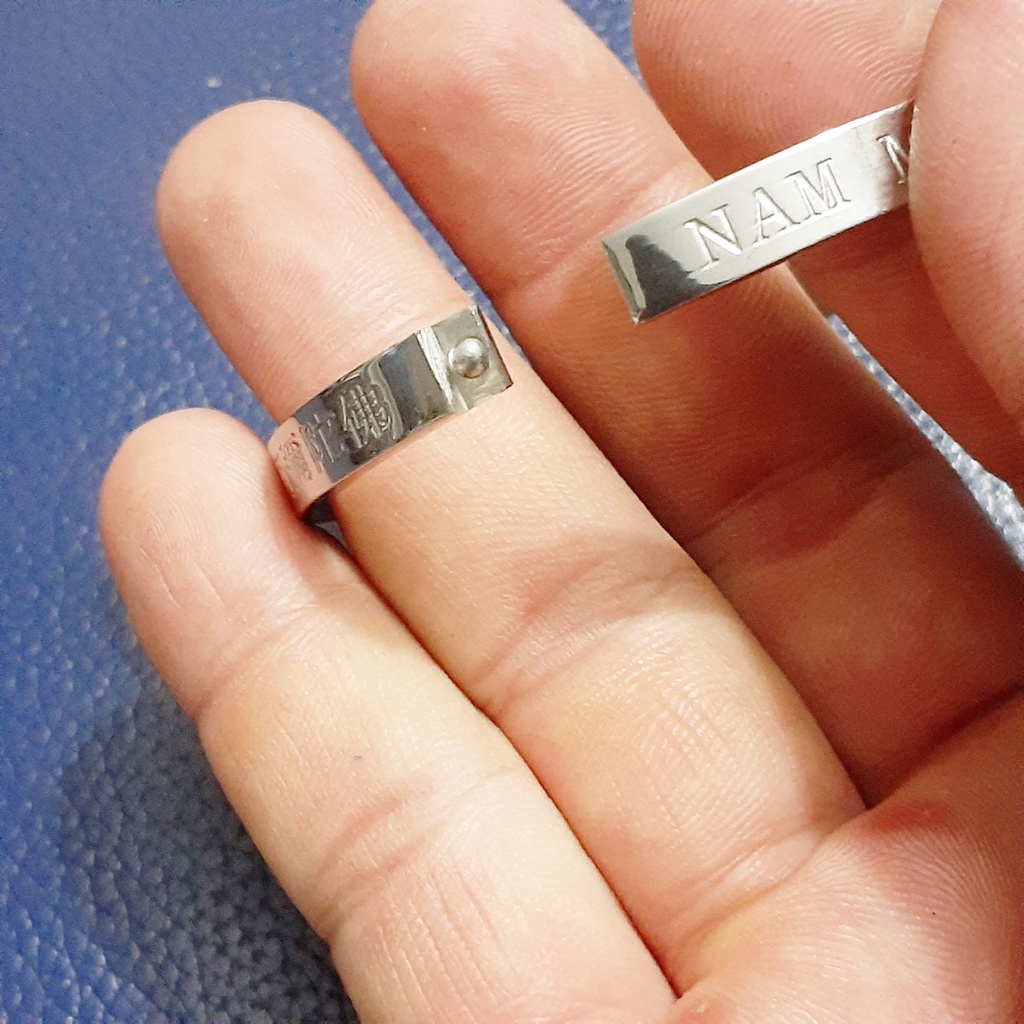 Vòng tay nữ nam mô a di đà phật hình tròn màu trắng sáng đẹp, bảo hành không đen, không gỉ - Đeo tay vạn sự may