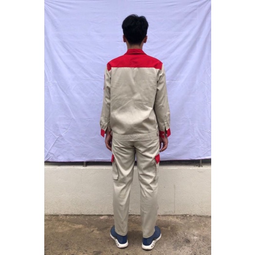 Quần áo bảo hộ lao động may kỹ vải kaki dày dặn thoáng mát cho kỹ sư, giám sát, công nhân công trường