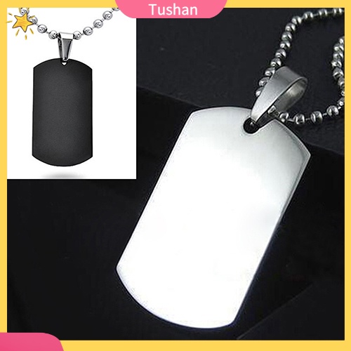 TUSH_Men's Women's Punk Fashion 316L Stainless Steel Polished Rectangular Dog Tag Necklace