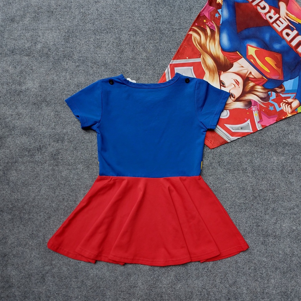 Váy đầm siêu nhân kèm áo choàng cho bé gái VSN01