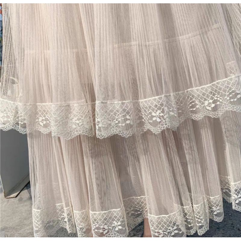 chân váy xếp li phối ren dài maxi | BigBuy360 - bigbuy360.vn