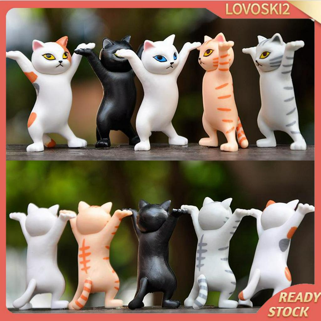 Set 5 mô hình mèo + quan tài mini kiểu dáng dễ thương trang trí nội thất