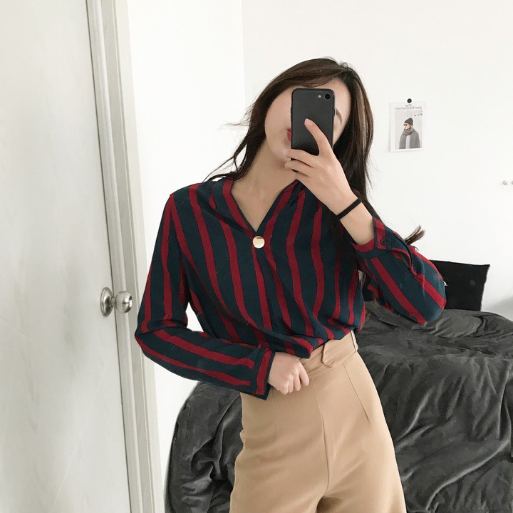 [Mã WASKT410K giảm 10K đơn 50K] ÁO SƠ MI NỮ SỌC CỔ | BigBuy360 - bigbuy360.vn