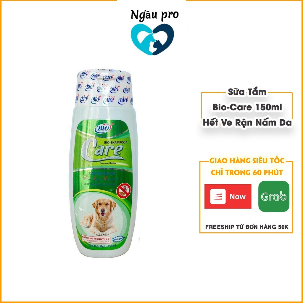 Sữa Tắm Chó Mèo BIO-SHAMPOO Care 150 ml, Dầu tắm đặc trị ve rận bọ chét lông da cún cưng