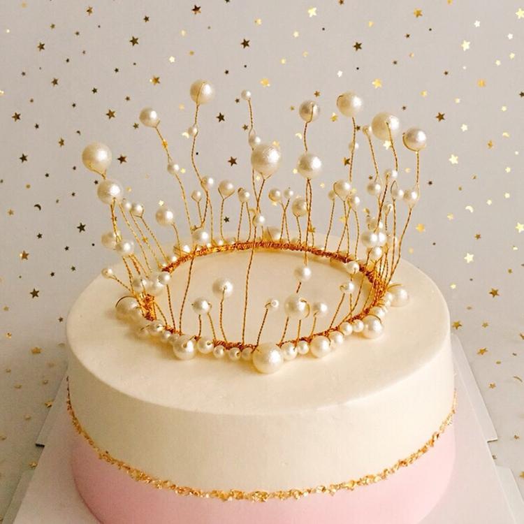 Vương miện ngọc trai decor trang trí bánh ⚡ HÀNG LOẠI 1 ⚡ trang trí cho chiếc bánh sinh nhật thêm hấp dẫn