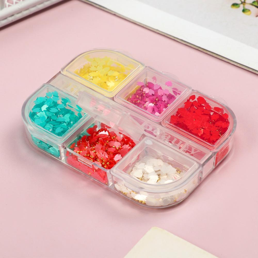 Hộp 6 Ngăn Đựng Phụ Kiện Trang Trí Móng Nghệ Thuật