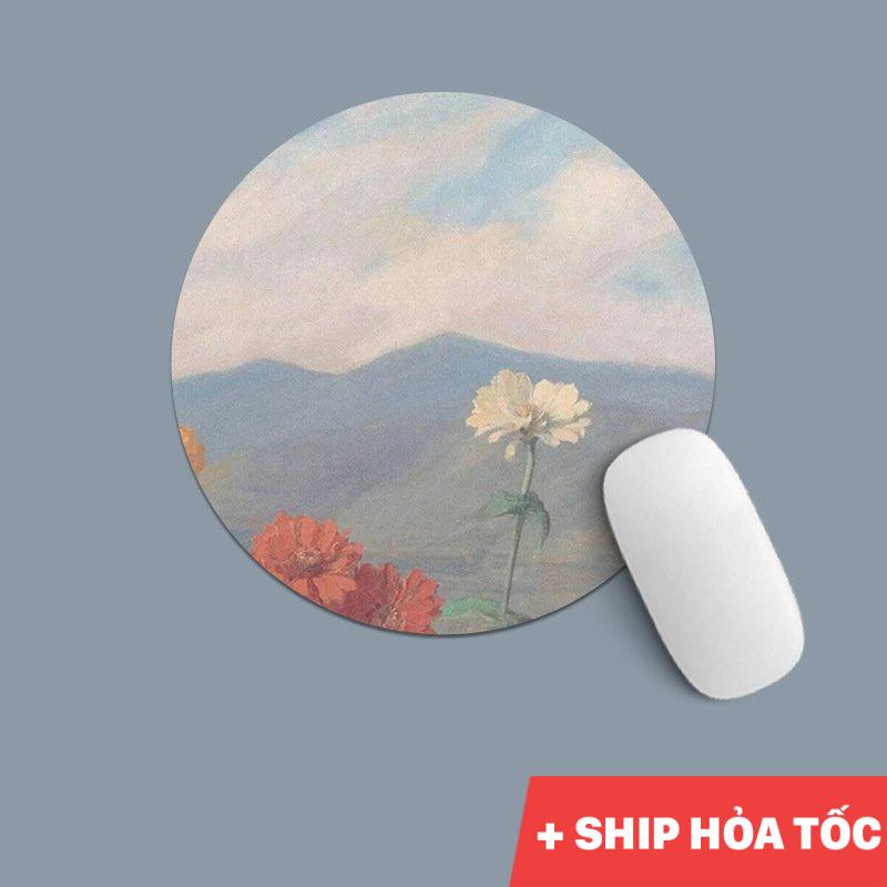 Lót chuột hình tròn đế cao su chống trượt nhiều họa tiết