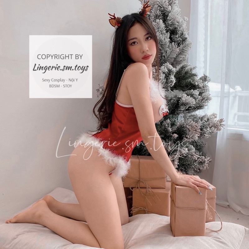 QR19011 Cosplay Noel Sexy - Áo Không Che Kèm Đũng Hở Táo Bạo | BigBuy360 - bigbuy360.vn