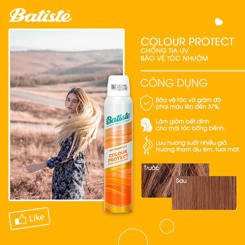 Dầu gội khô Batiste Dry Shampoo dòng chuyên sâu giải quyết mọi vấn đề về tóc 200ml