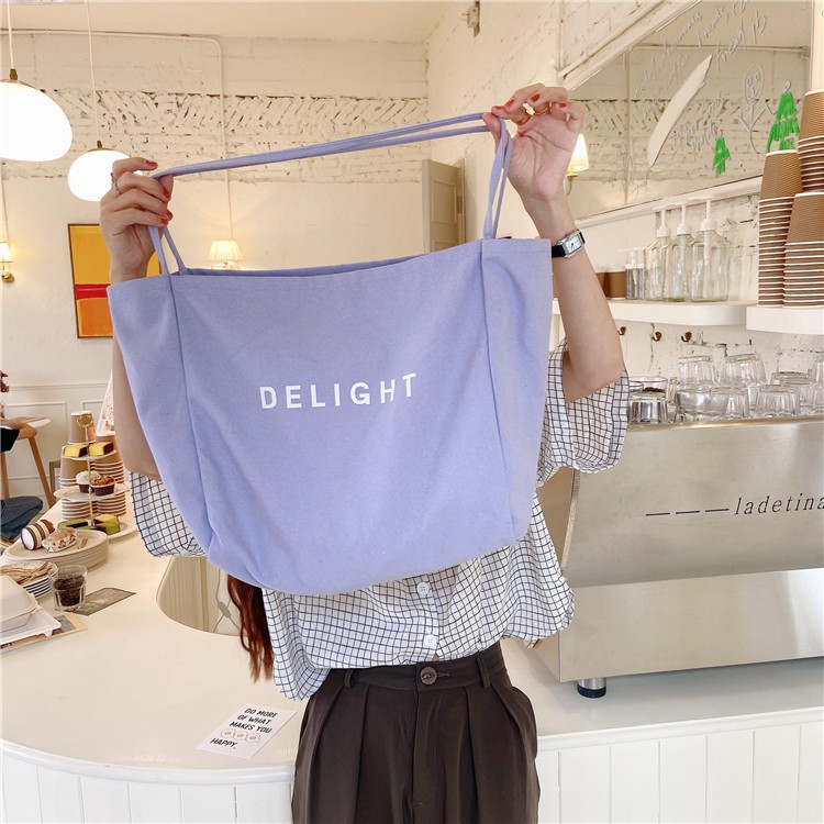 Túi Vải Hàn Quốc Thời Trang Cao Cấp Đeo Vai Delight - Túi Vải Tote Canvas Đựng Đồ