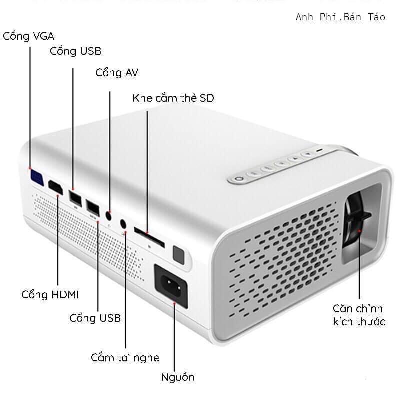 [SẴN] Máy chiếu mini YG530 LEJIADA Full HD, chính hãng kết nối không dây - Tặng Kèm Sticker + Dây HDMI - TDC Mart