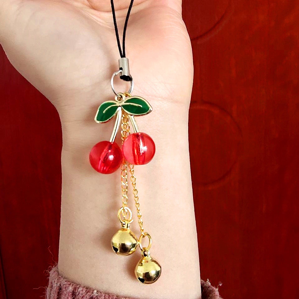 Dây Móc Điện Thoại Mặt Hình Trái Cherry Dễ Thương Phong Cách Đồng Quê Thích Hợp Làm Quà Tặng Cho Bạn Gái / Bạn Bè