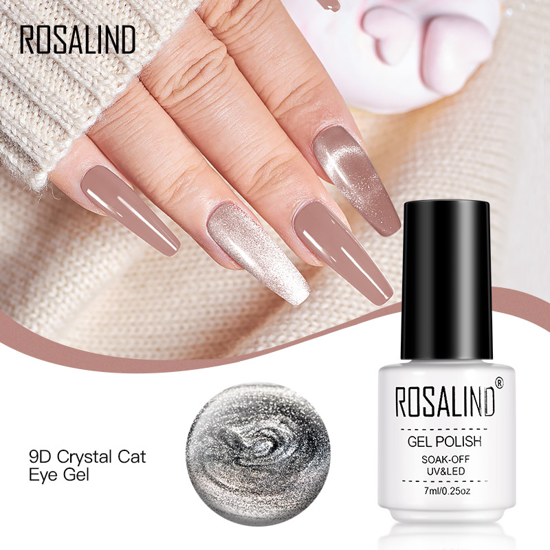 Gel sơn móng tay ROSALIND hiệu ứng mắt mèo từ tính sáng bóng 9D