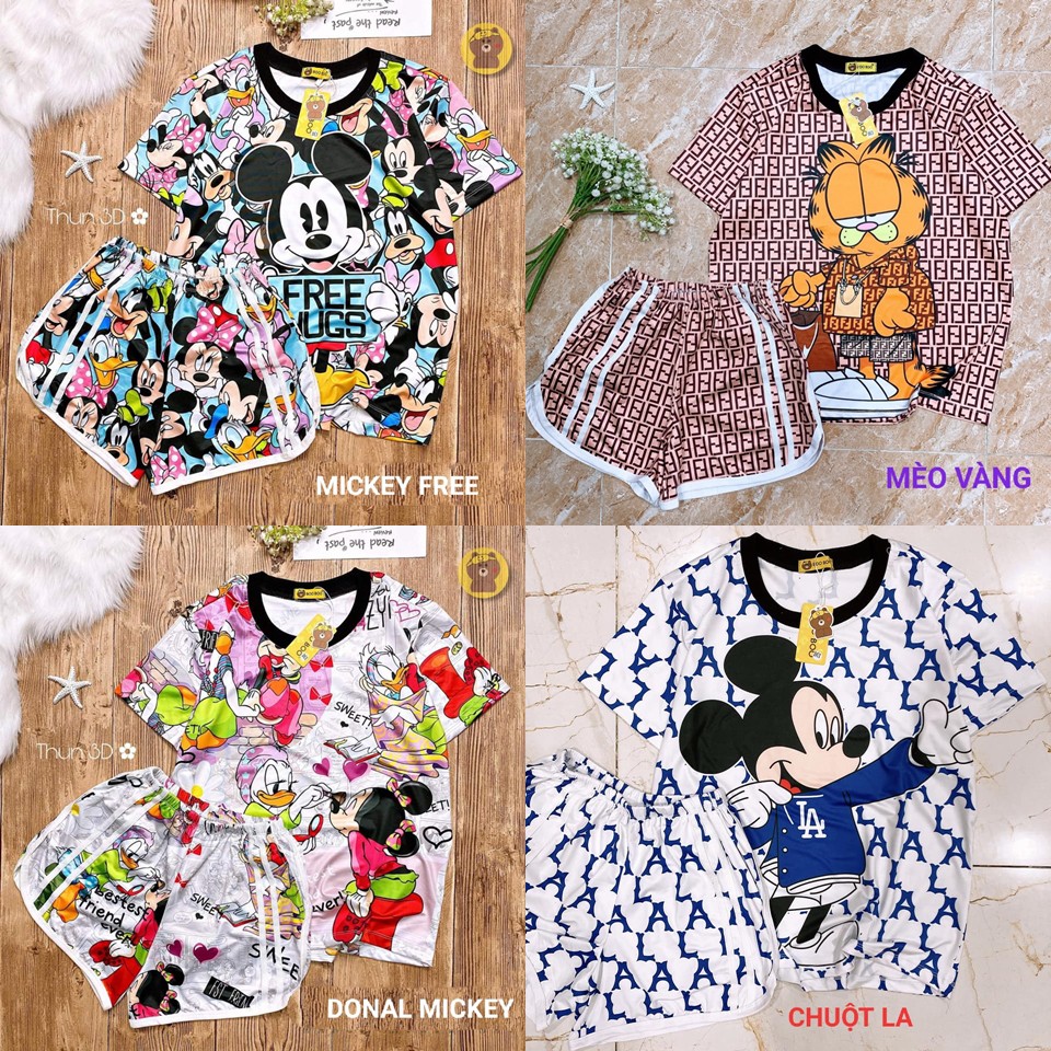 Set trang phục pijama đồ bộ đùi 3D thun lạnh thái freesize cao cấp | BigBuy360 - bigbuy360.vn
