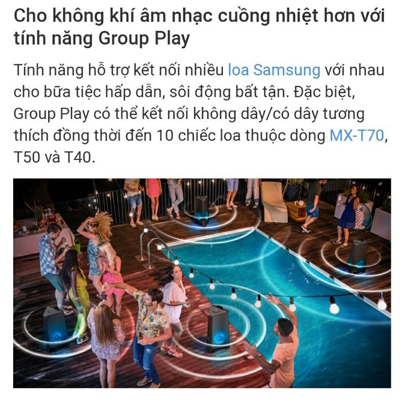 Loa Karaoke Bluetooth Samsung MX-T50/XV Hàng Chính Hãng BH 12 Tháng Tặng Kèm Bộ Mic Không dây Karaoke 500K