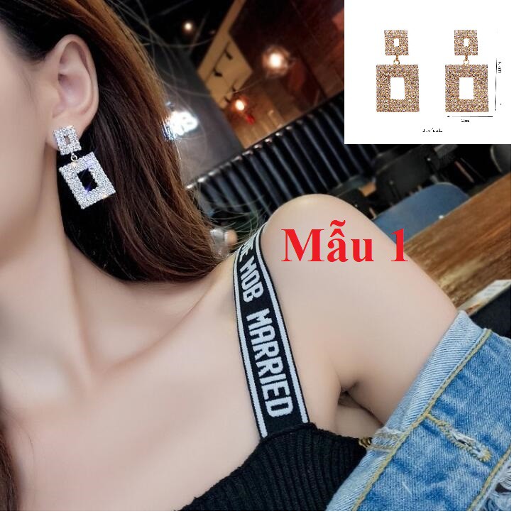 5 mẫu Hoa tai - Nụ tai to đính đá Hàn Quốc