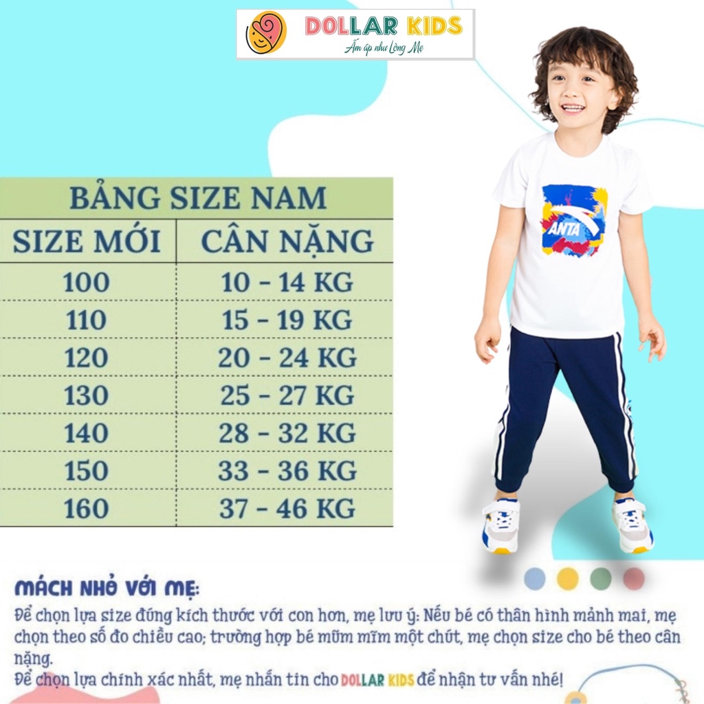 [Mã APANTA giảm 10% đơn 99K] Áo Phông Cộc Tay Dollar Kids Cho Bé Trai (3 - 10Tuổi) 100%Cotton Vải Co Giãn Thoáng Mát