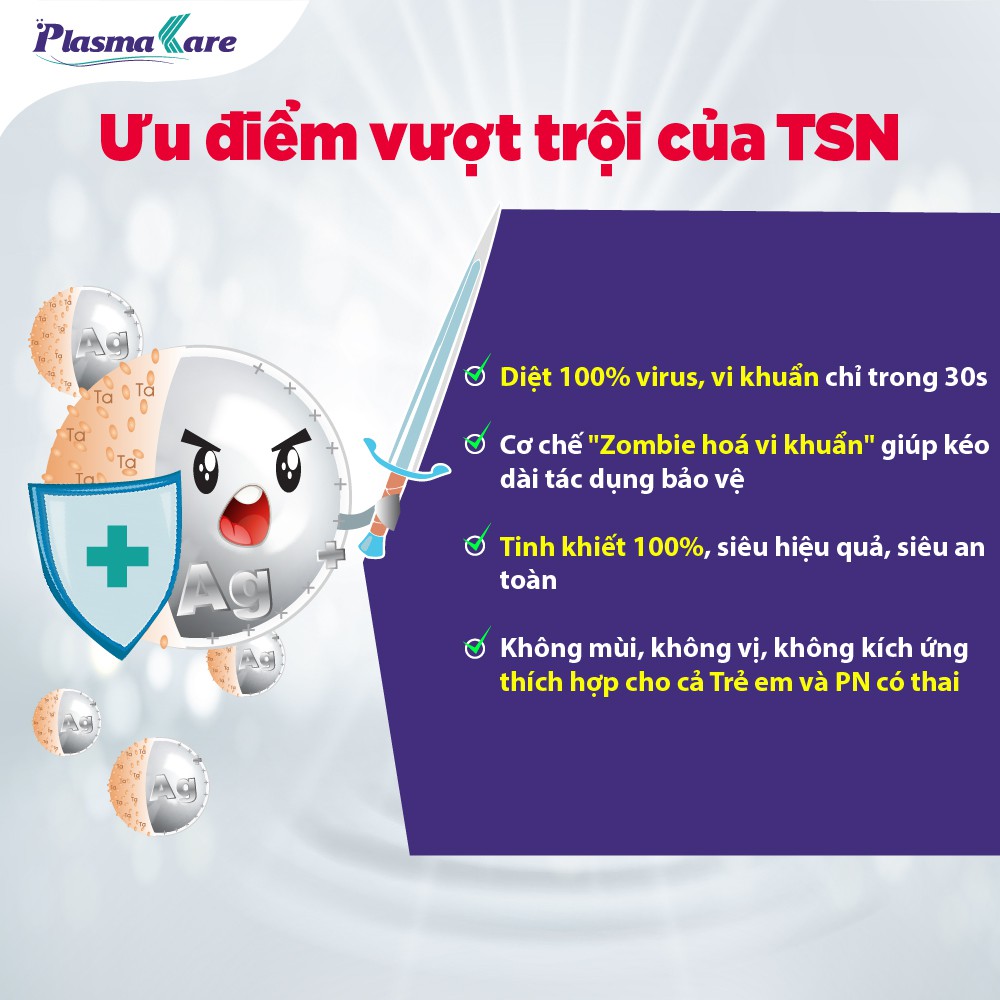 Combo 3 nước súc họng nano bạc PlasmaKare giảm rát họng, dịu ho, long đờm, diệt khuẩn và virus 250ml