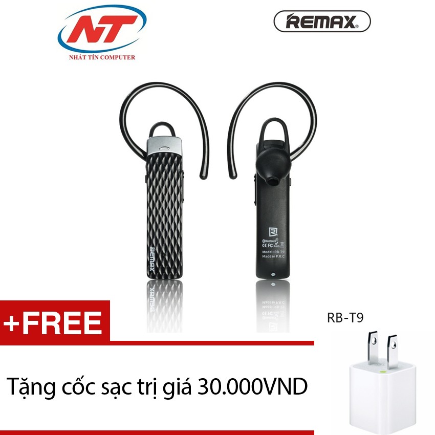 Tai nghe Bluetooth Remax RB-T9 HD Voice V4.1 (Đen) + Tặng 1 cốc sạc