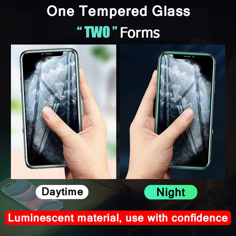 Set 1-3 Kính Cường Lực Dạ Quang Bảo Vệ Màn Hình Cho IPhone 12 11 Pro MAX 12 Mini XR X XS IPhone 13 Pro MAX 6 7 8 Plus