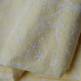 Vải Linen - xô in hoa vàng nhí