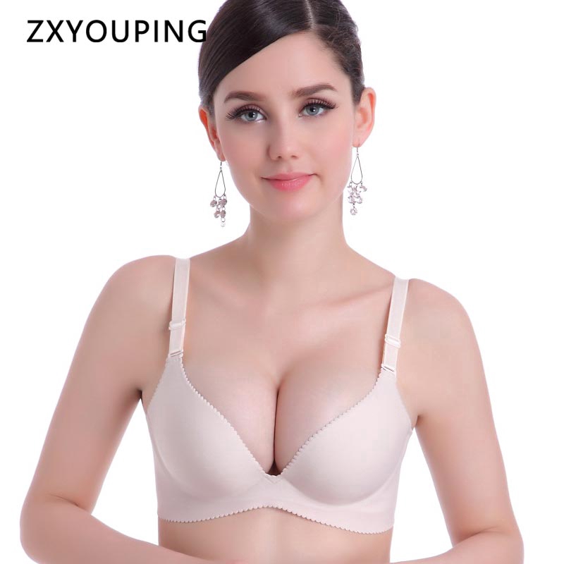 Áo lót nâng ngực không lộ viền may màu trơn không gọng có thể điều chỉnh với 4 móc cài thoải mái cho nữ