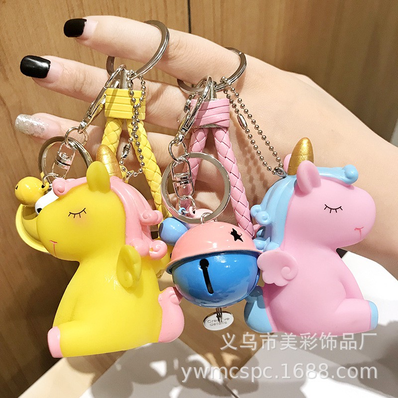 Móc Khóa Kỳ Lân Unicorn Ngựa Một Sừng, Chuông Gió, Búp Lông