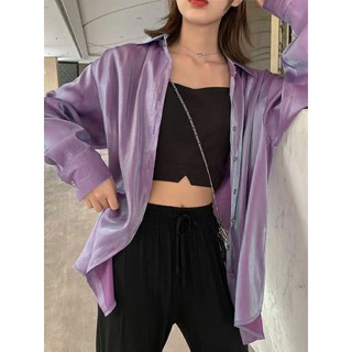 (Sẵn ib) ✨ Áo sơ mi satin phi bóng phản quang óng ánh trẻ trung hot trend unisex