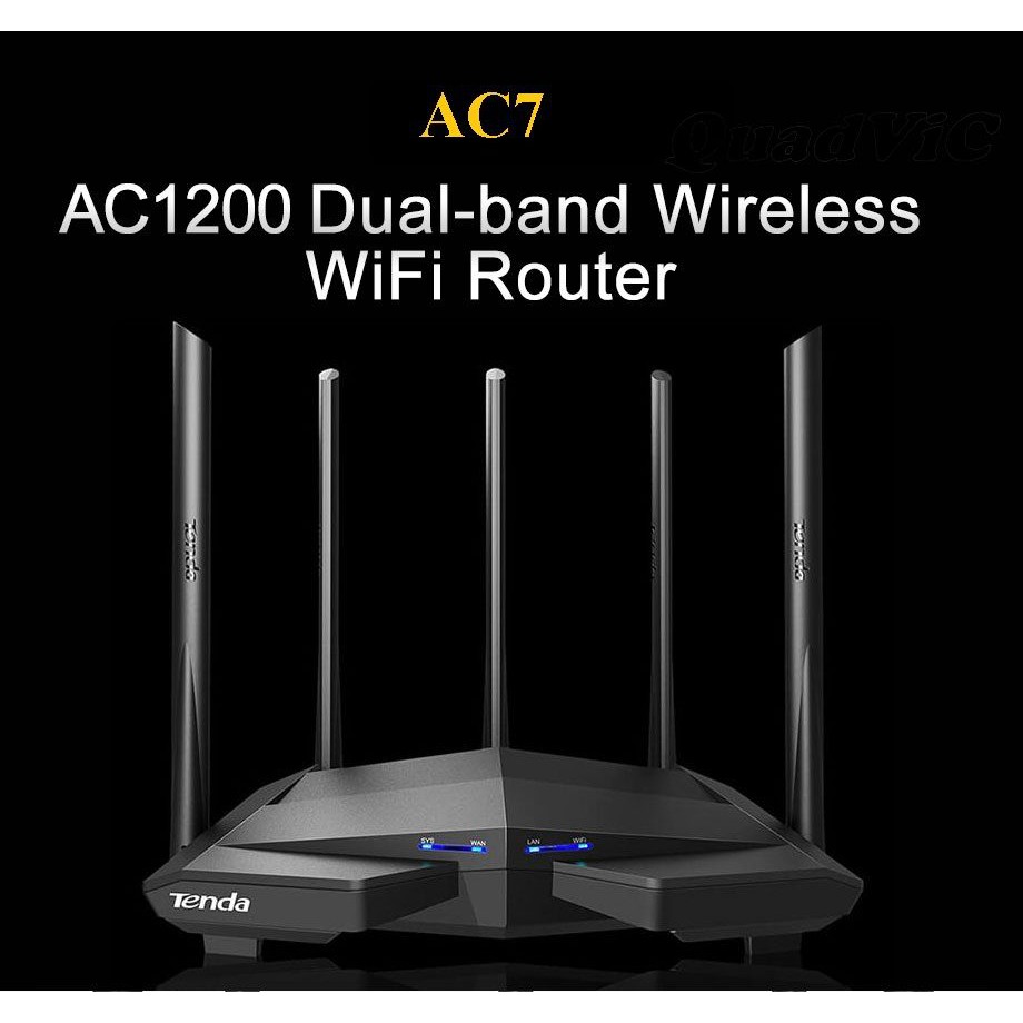 Router và Repeater đa năng Bộ Phát Wifi AC7 Tenda 1200 Mbs Dual Band 2.4Ghz và 5 Ghz 5 Râu Xuyên Tường + Dây Nguồn N168