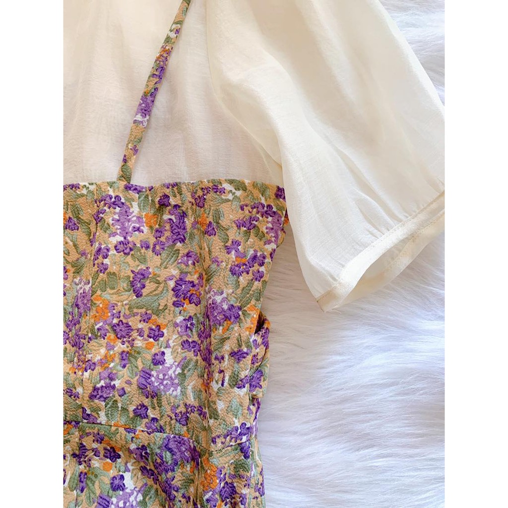 Đầm hoa phối yếm 2 màu Aholic V2438 | BigBuy360 - bigbuy360.vn