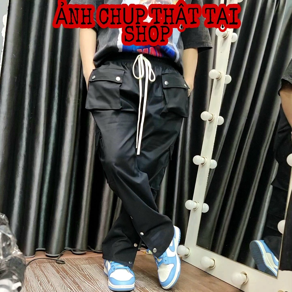 Quần Button Cargo Pant kaki cực ngầu ( túi hộp &amp; 3 cúc bấm ) kiểu dáng Streetwear