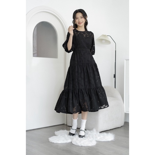 Váy Voan Ren Viền Nổi Hoạ Tiết Hoa Dáng Suông Dài Che Mọi Khuyết Điểm Mặc Suông Hoặc Kèm Đai Cực Kỳ Xinh | BigBuy360 - bigbuy360.vn