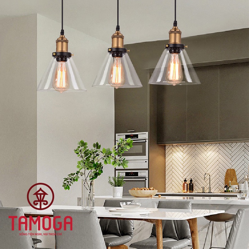 Đèn Thả trần thủy tinh màu trà, màu vàng khói DT 0605