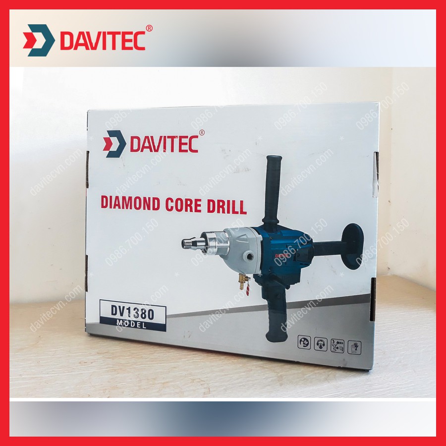 Máy khoan rút lõi bê tông DAVITEC DV1380 công suất 1600W, đường kính khoan tối đa 138mm - Hàng chính hãng