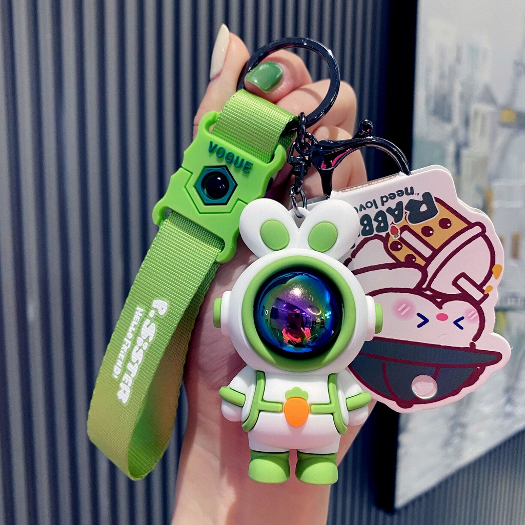 Móc Khóa Hình Thỏ Phi Hành Gia Hoạt Hình Đáng Yêu