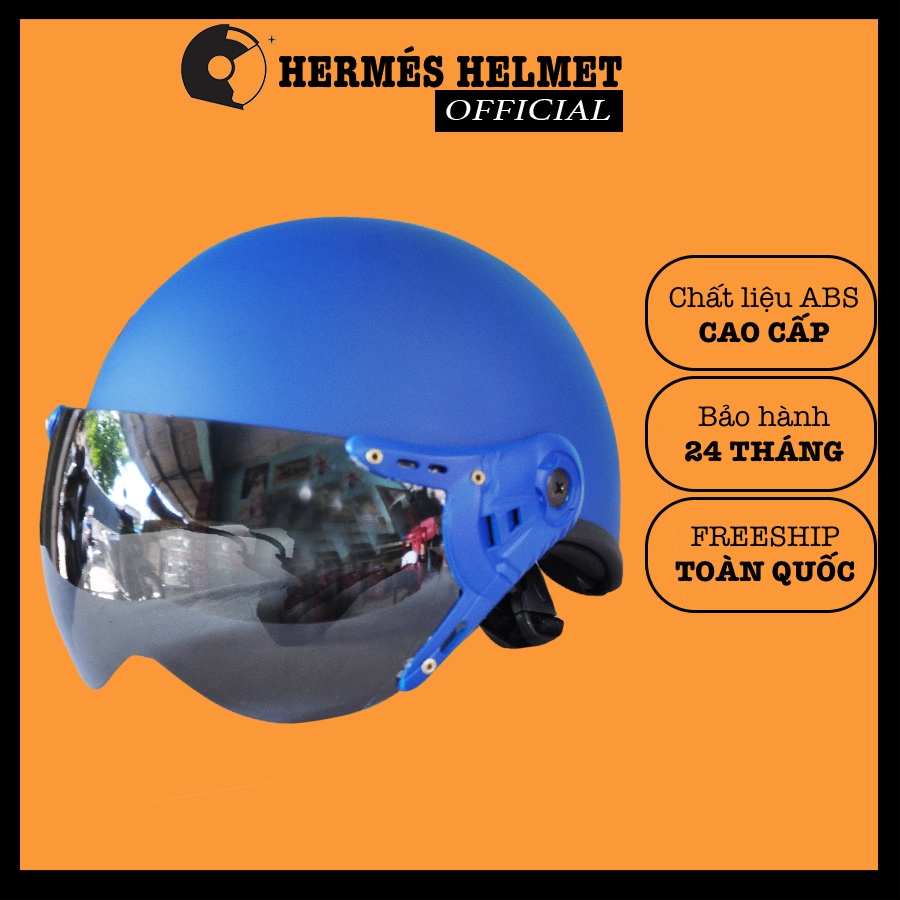 Nón mũ bảo hiểm xe máy nam nữ nửa đầu CHÍNH HÃNG CAO CẤP BAO ĐẬP có kính càng gập | MÀU SƠN NHÁM By nonbaohiem_chinhhang