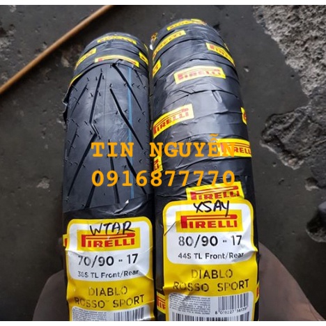 Vỏ xe Pirelli Rosso Sport size 17 70/90-80/90 cho Exciter, loại không ruột