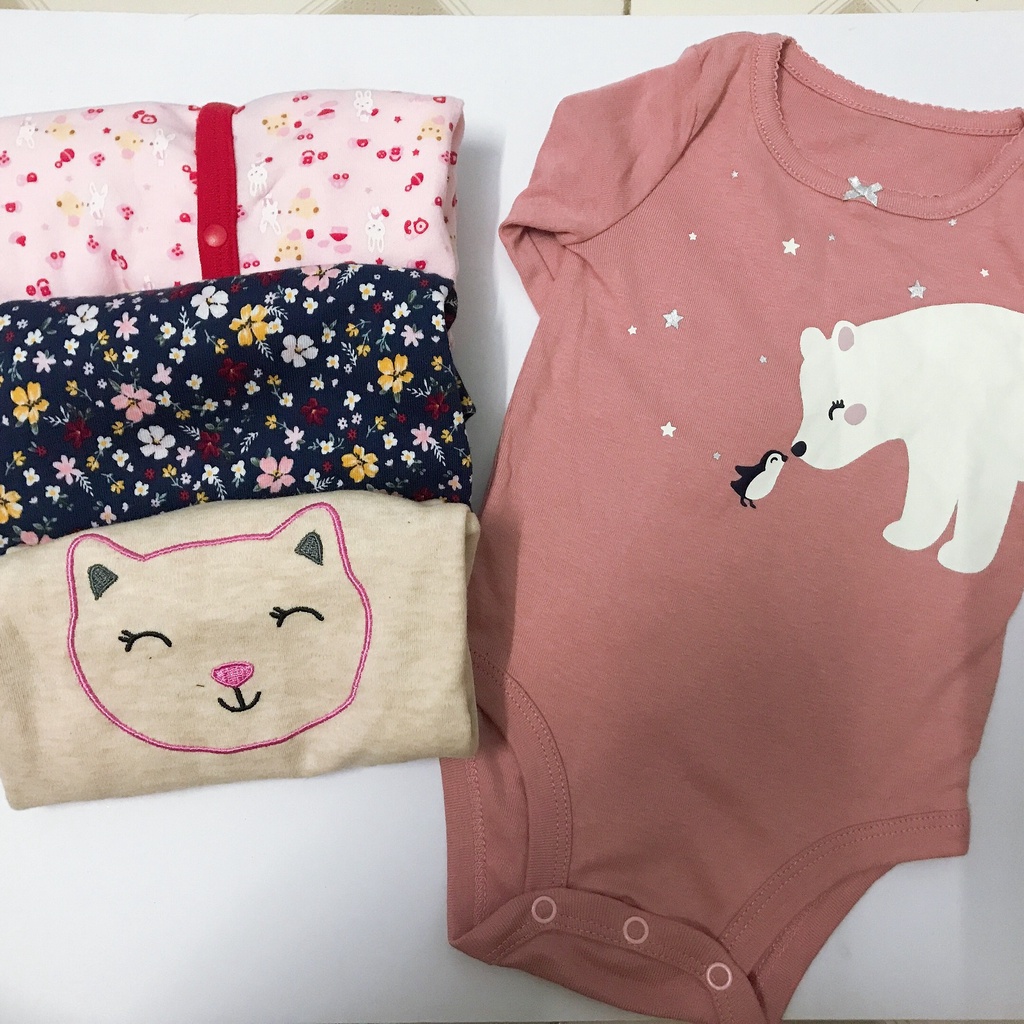 Set 3 Body Chip Dài Tay Xuất Dư Các Hãng Cho Bé Trai, Bé Gái